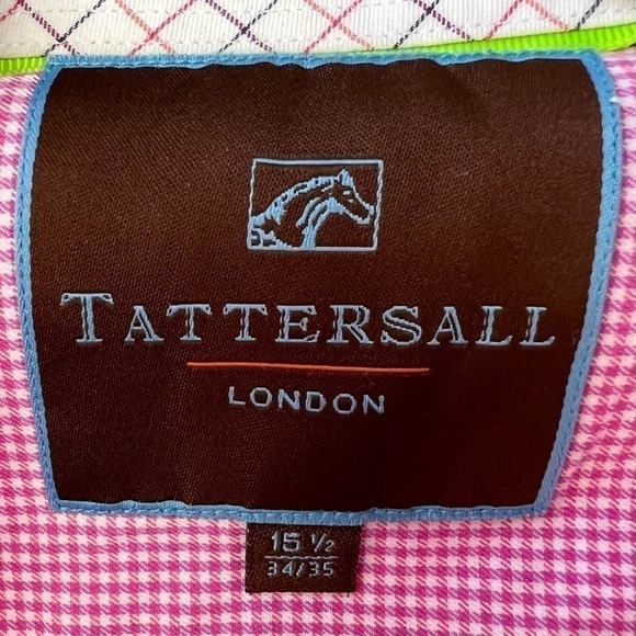 Mens Size 15 1/2 Tattersall Long Sleeve Button Down Dress Shirt Pink Check 34/35 - Picture 3 of 5